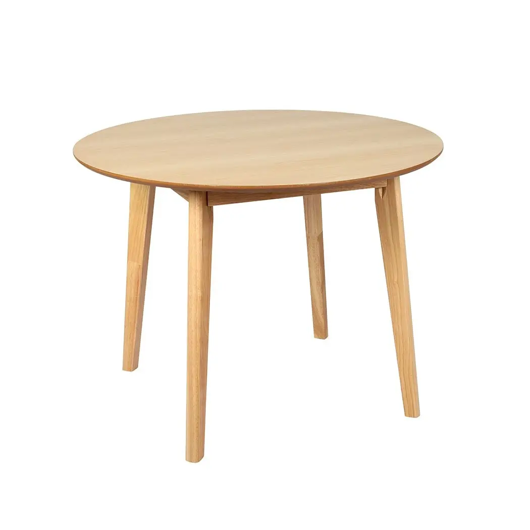 Levede Dining Table Round Rubberwood Base Kitchen Cafe Restaurant Natural 100cm