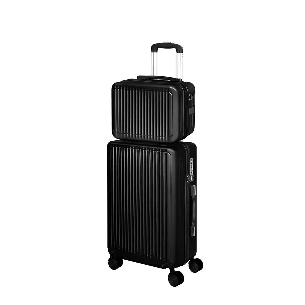 Slimbridge Luggage Suitcase Trolley Set Travel Lightweight 2pc 14"+20" Black