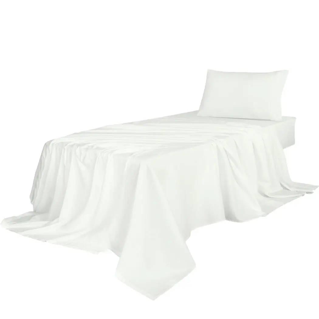 Dreamz Fitted Sheet Set Pillowcase Bamboo Single White Summer 3PCS