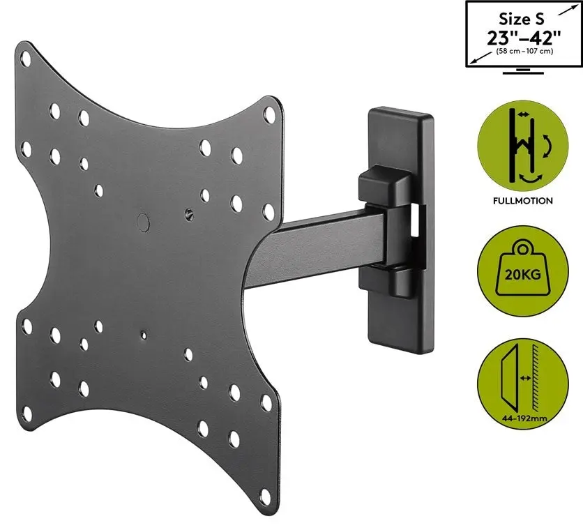 Goobay - TV Wall Mount with Basic Fullmotion- Fully Moveable, Swivel, Adjustable Single-Arm (23-42")