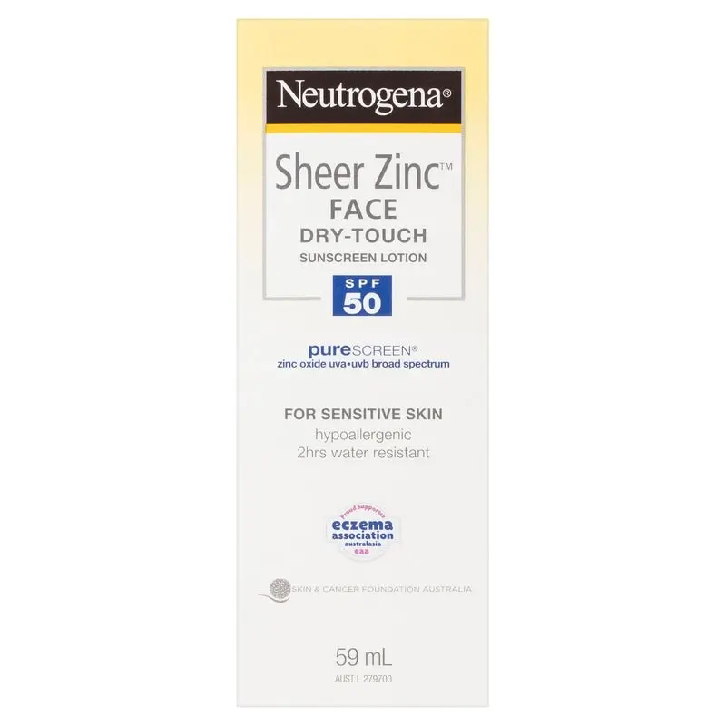 Neutrogena Sheer Zinc Fragrance Free Face Dry Touch Sunscreen Lotion SPF 50 59ml