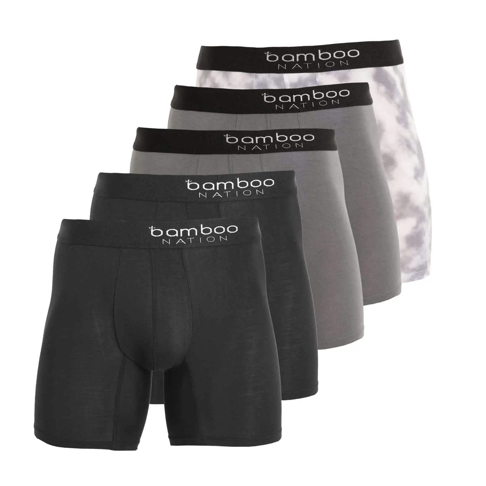 Bamboo Nation Boxer Briefs Mens Bamboo Jocks Underwear Anti Chafe - Multi - 5 Pk