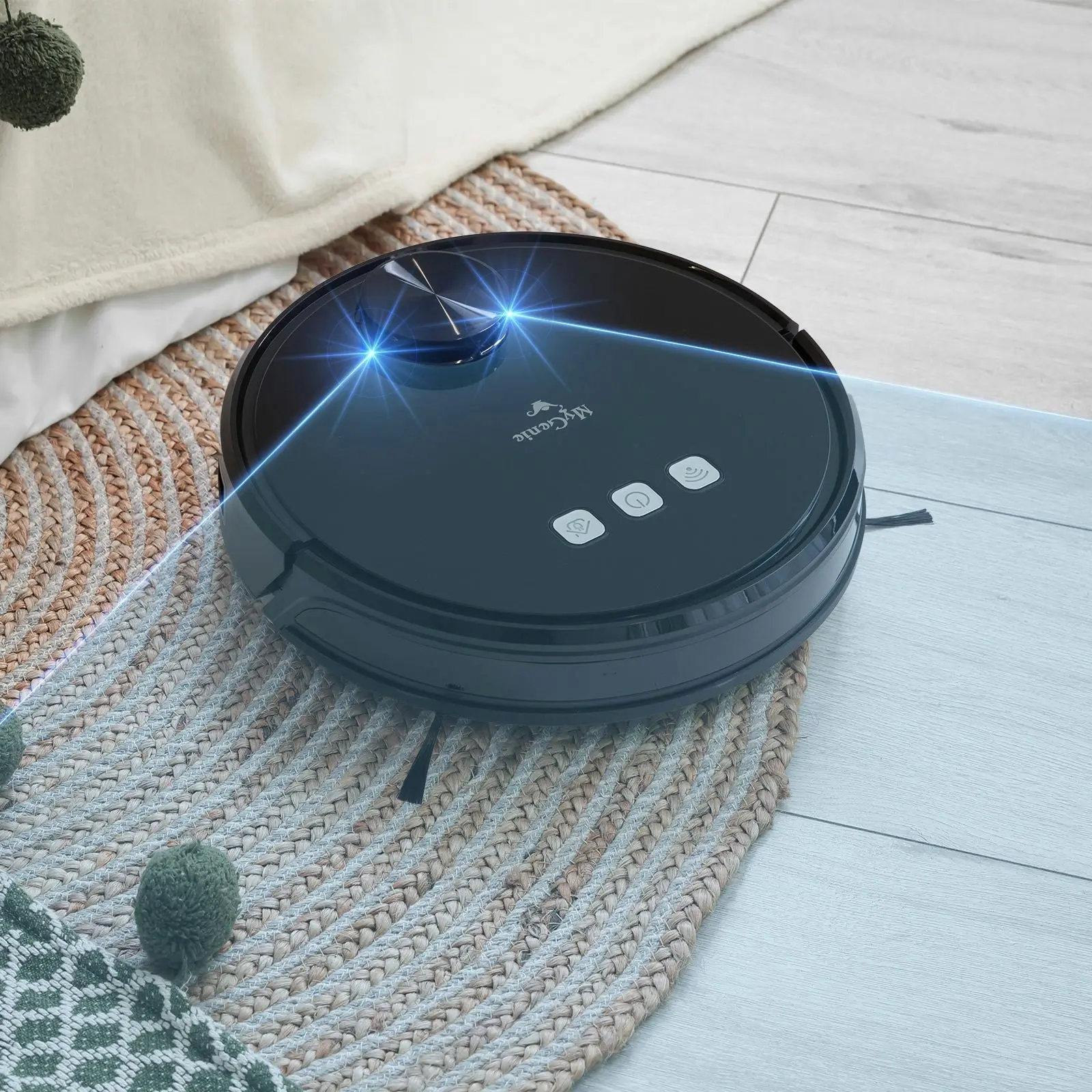 MyGenie Laser Smart Pro IQ 360 Robot Vacuum Cleaner Black WIFI Remote Control