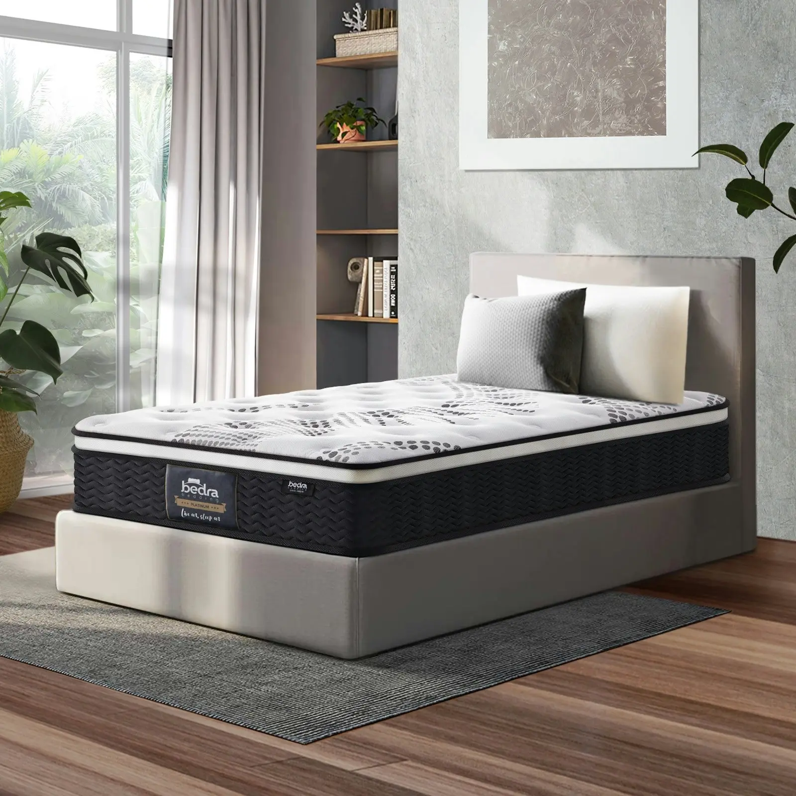 Bedra Single Mattress Cool Gel Foam Euro Top Bed Pocket Spring Medium Firm 22cm