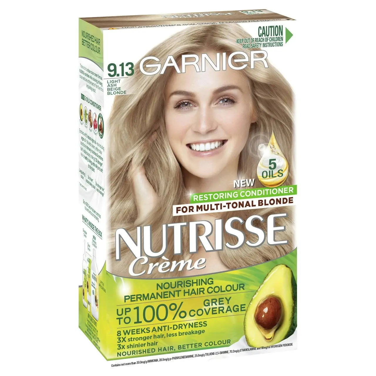 Garnier Nutrisse Permanent Hair Colour - 9.13 Light Ash Beige Blonde