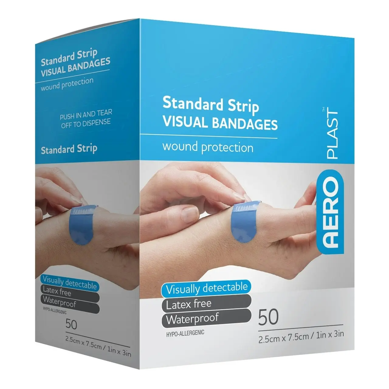 Aeroplast Standard Strip Visual Detectable Bandages 50 Pack