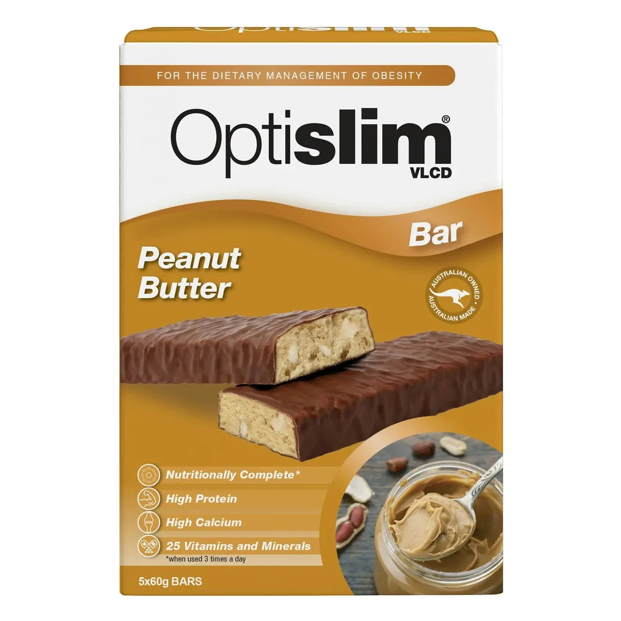 Optislim VLCD Peanut Butter Bar 5x60g