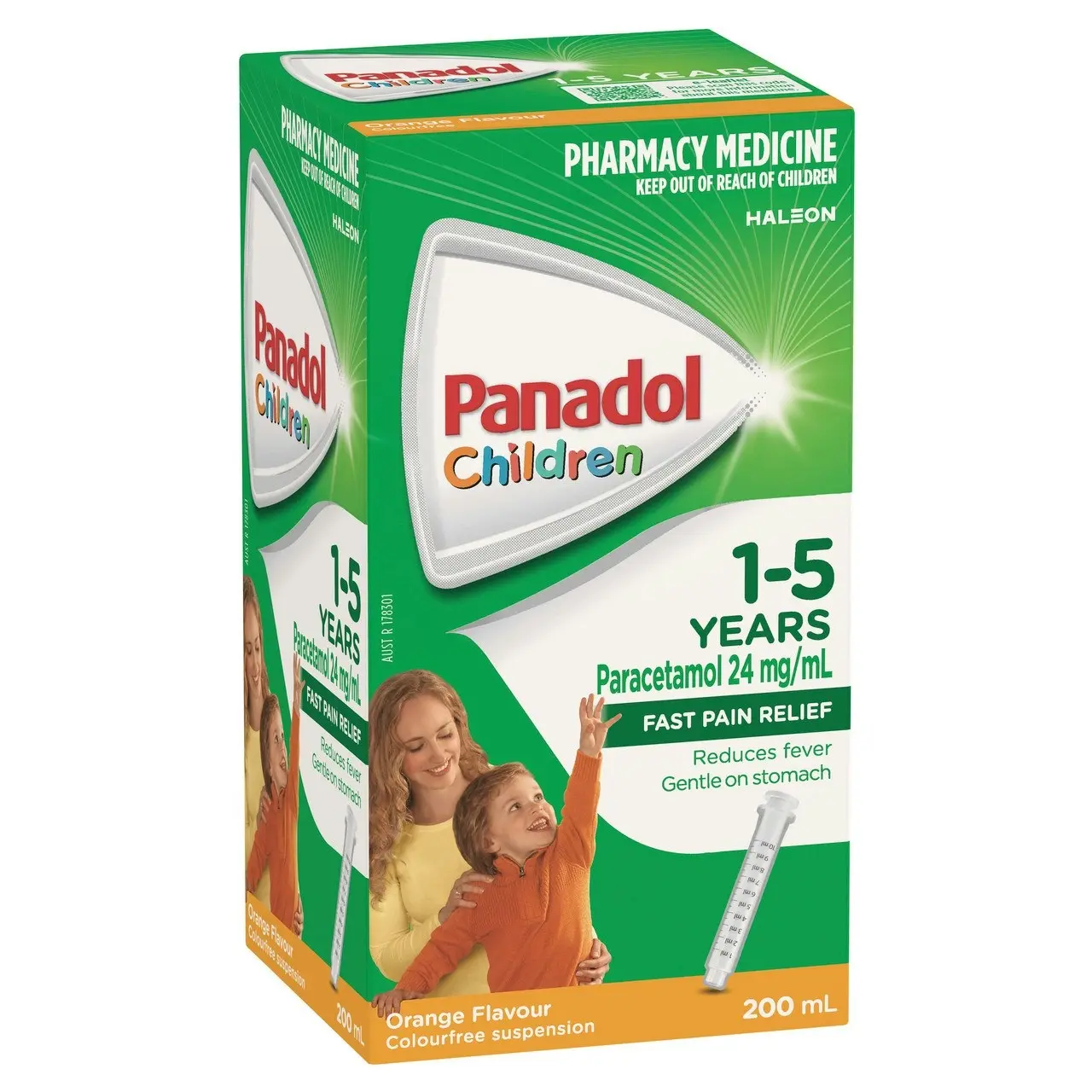 Panadol Children 1-5 years Colourfree Suspension, Orange Flavour, 200mL