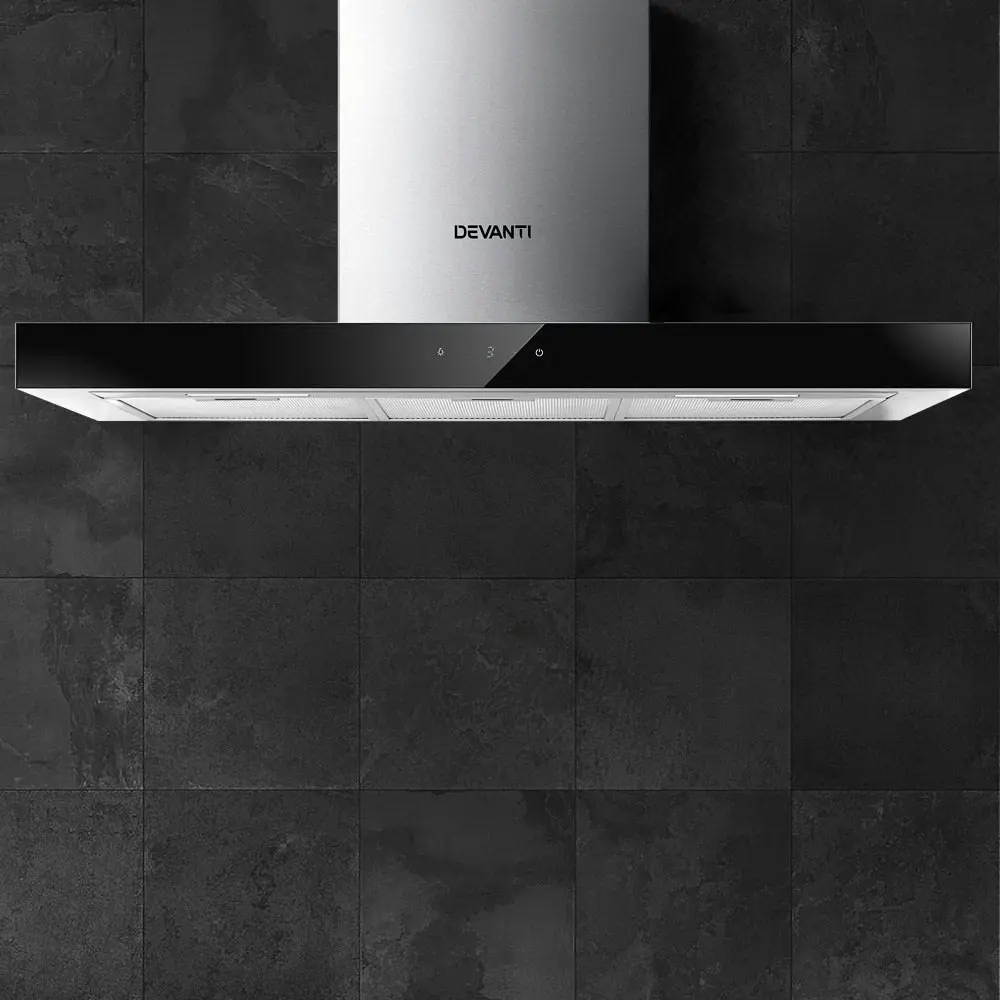 Devanti 900mm Range Hood 90cm Rangehood Glass Stainless Steel