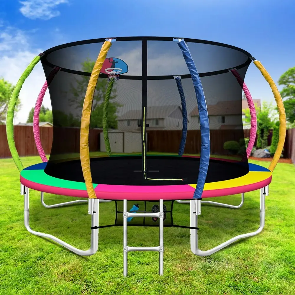 Everfit 12FT Trampoline for Kids w/ Ladder Enclosure Safety Net Rebounder Colors