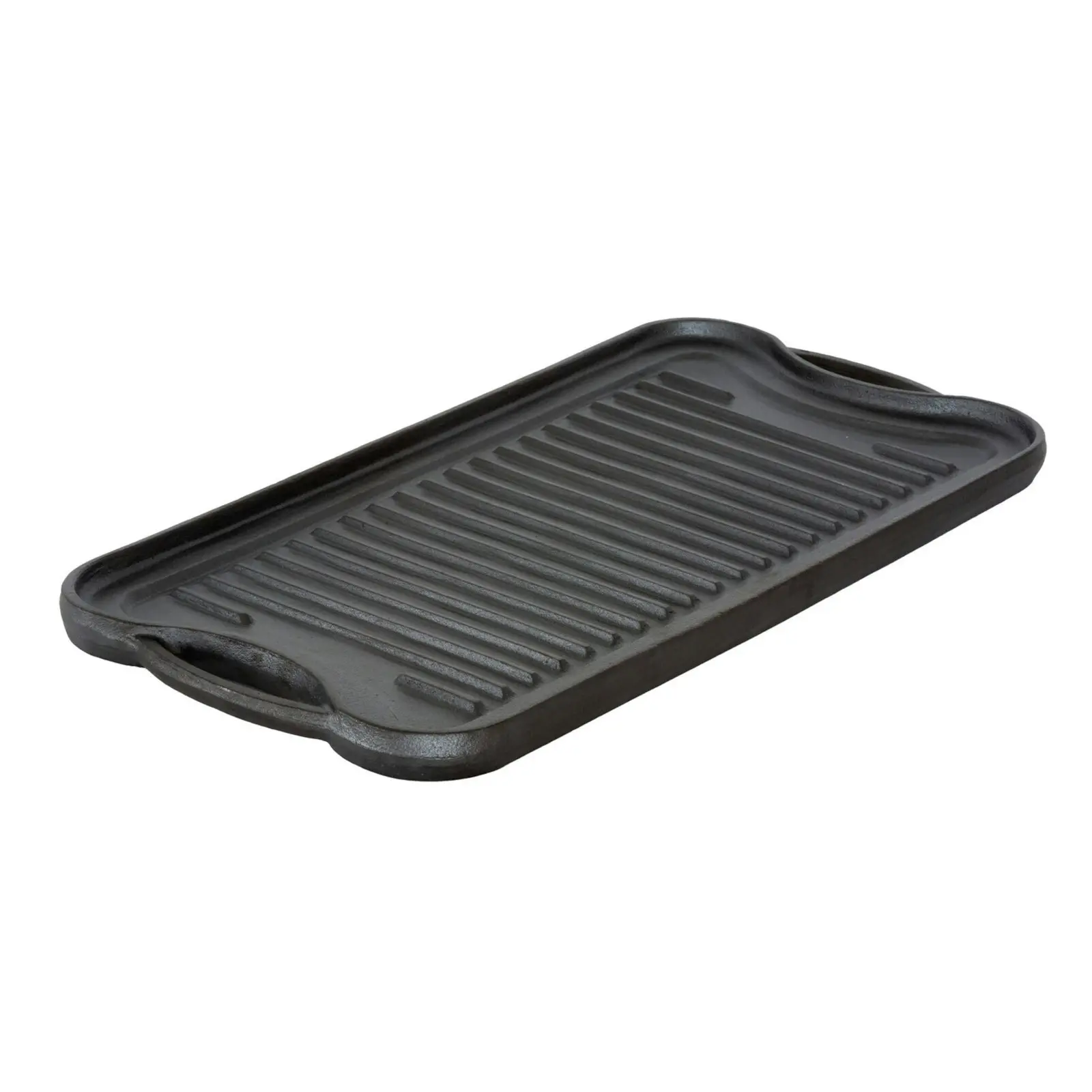 Oil-seasoned Ready to use 50.7x25.8cm Reversible Cast Iron Grill - Black