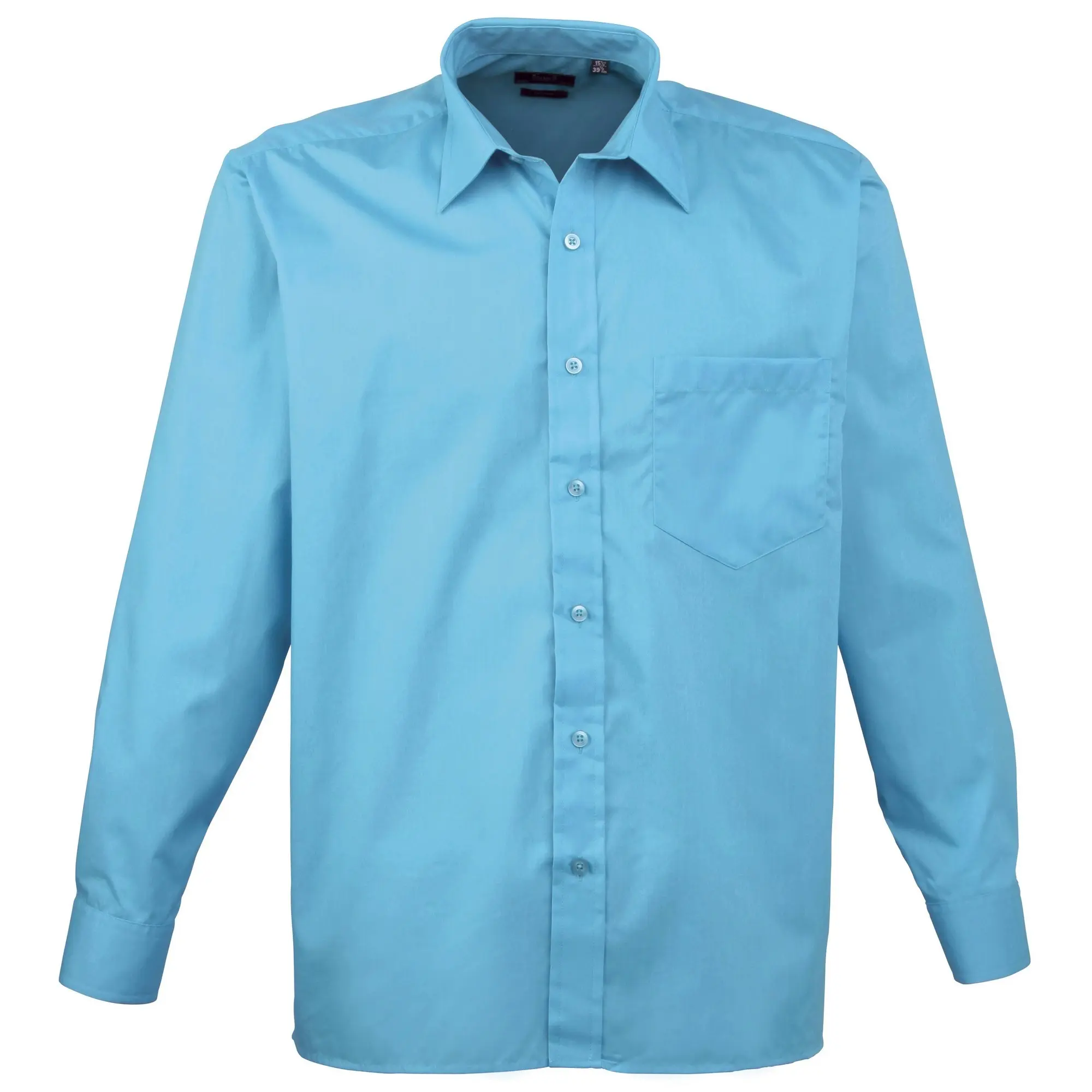 Premier Mens Long Sleeve Formal Plain Work Poplin Shirt