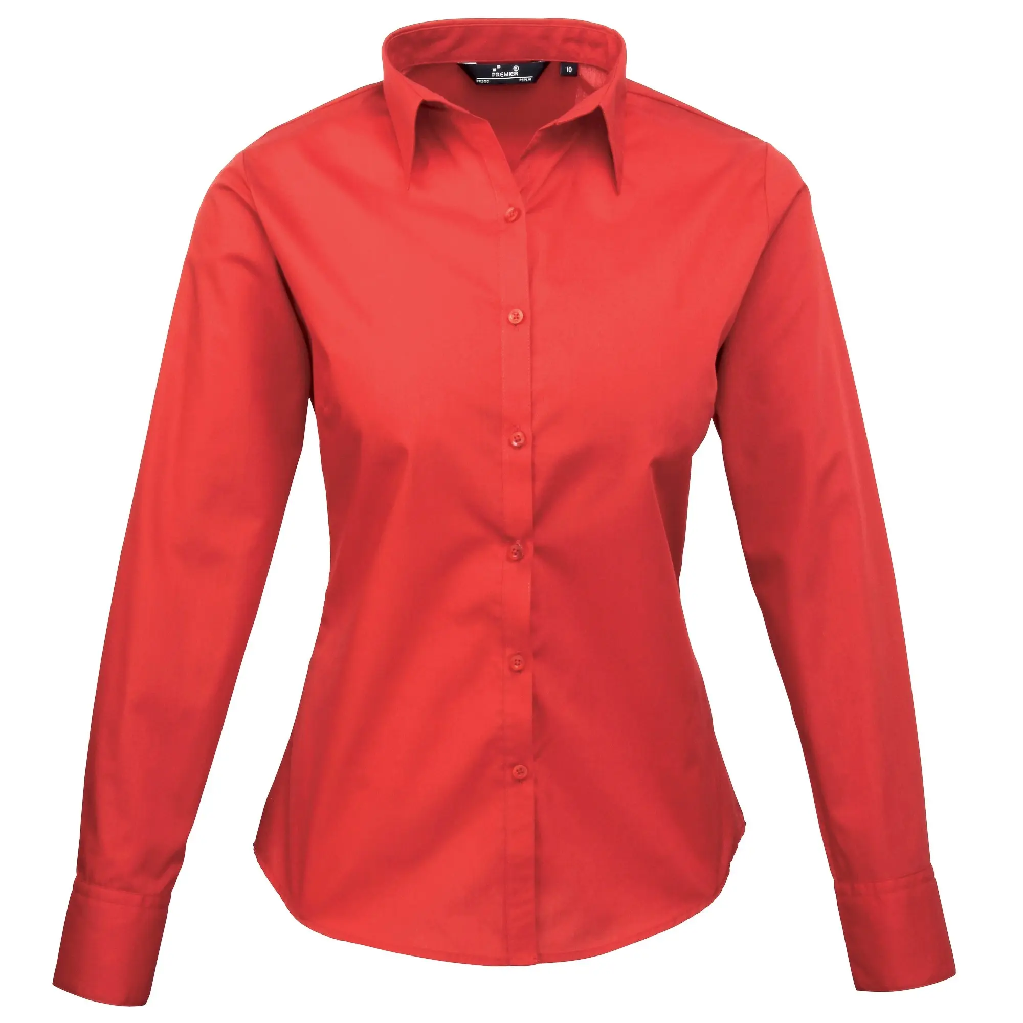 Premier Womens/Ladies Poplin Long Sleeve Blouse / Plain Work Shirt