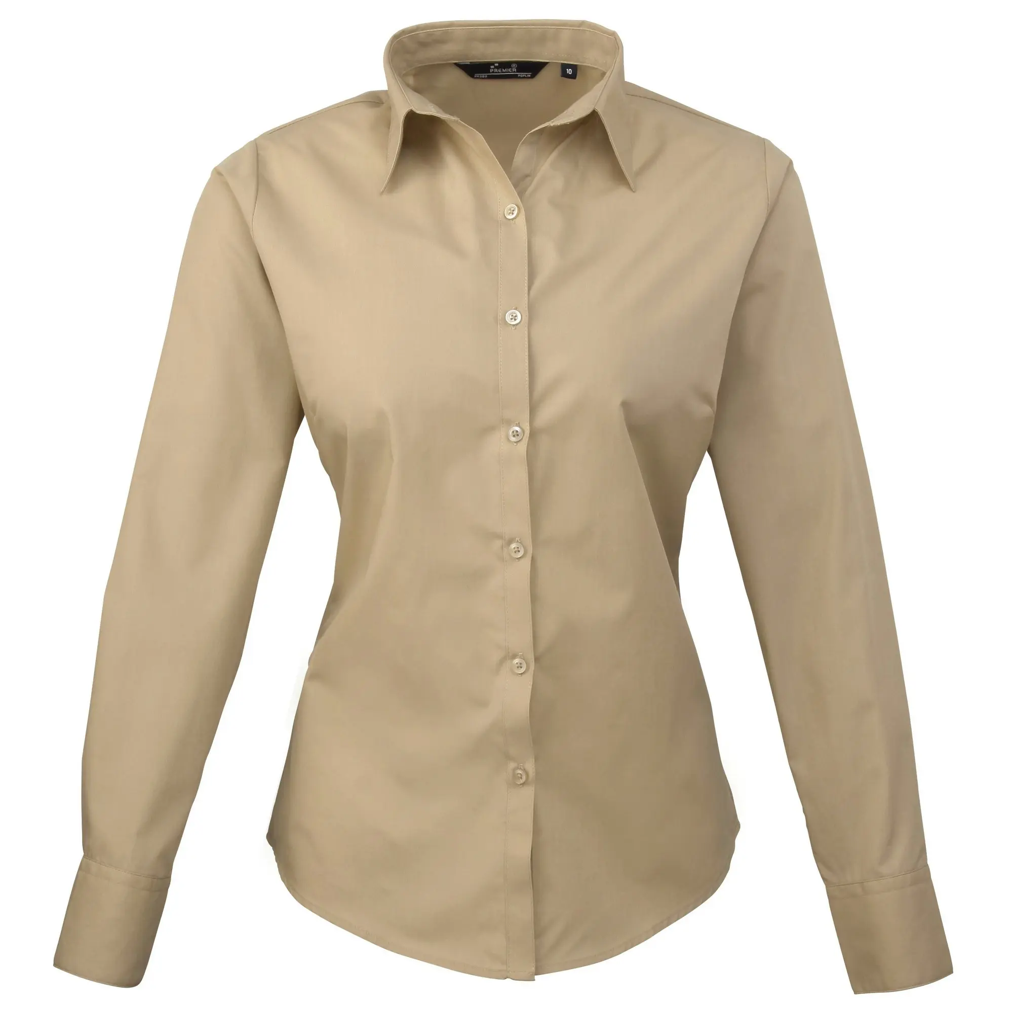 Premier Womens/Ladies Poplin Long Sleeve Blouse / Plain Work Shirt