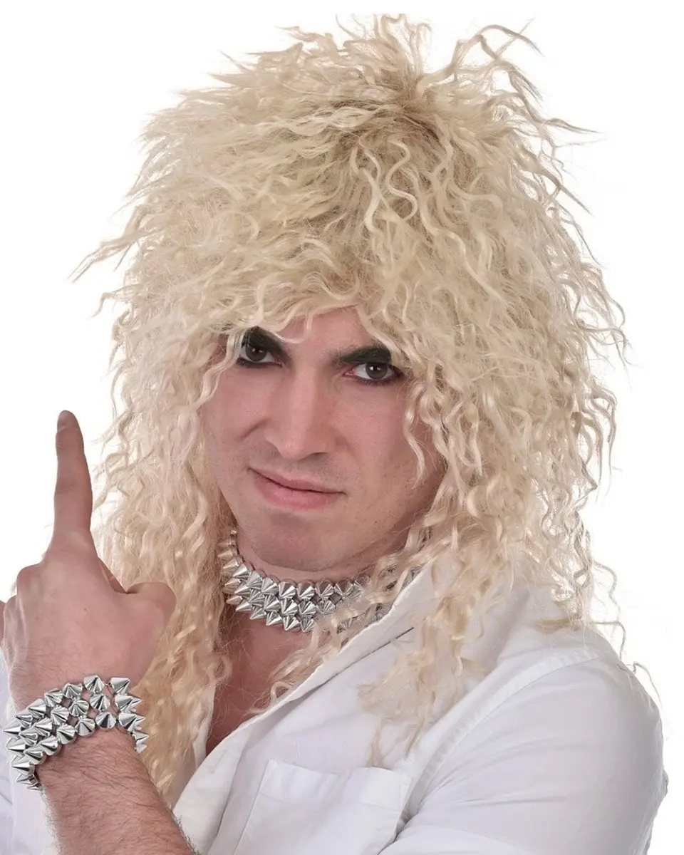 Rock God Crinkle Long Blonde Costume Wig