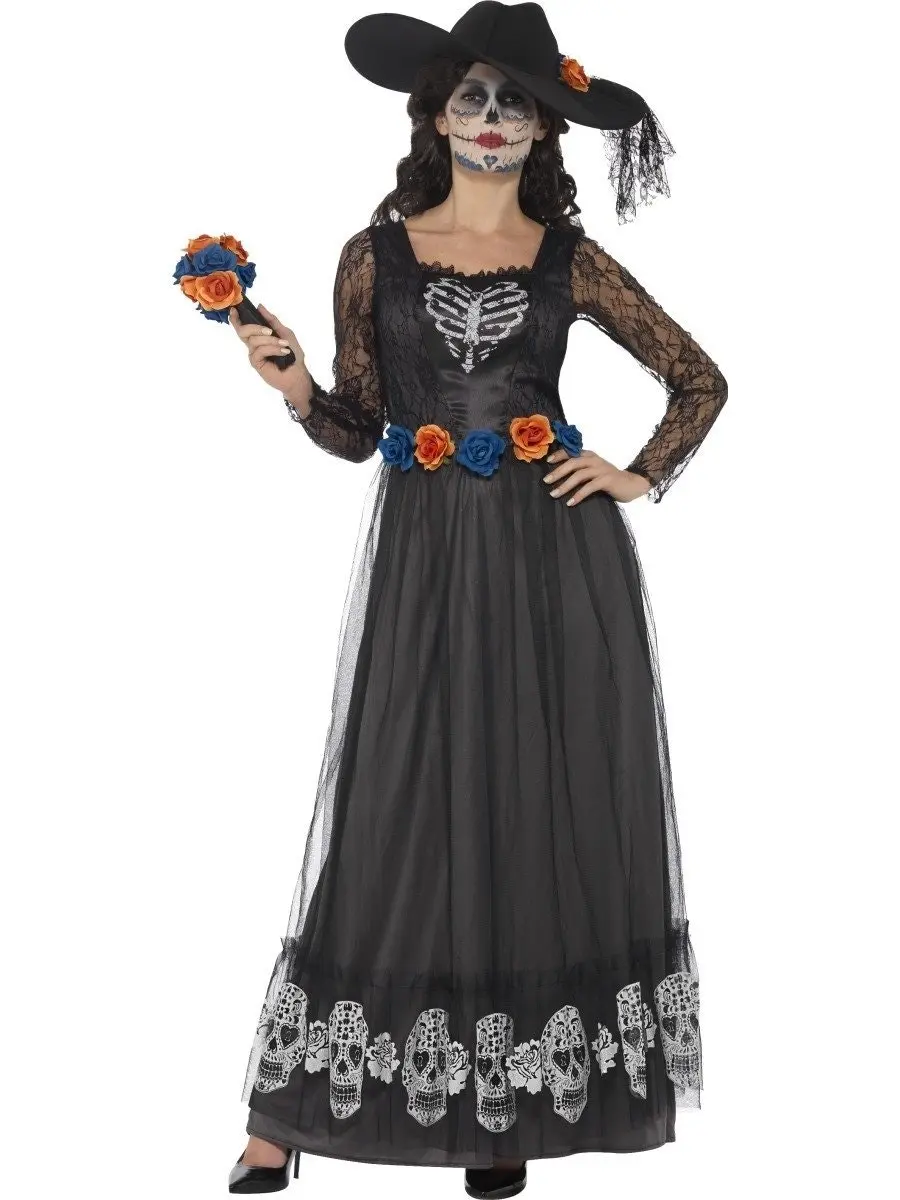 Black Day of Dead Skeleton Bride Womens Costume