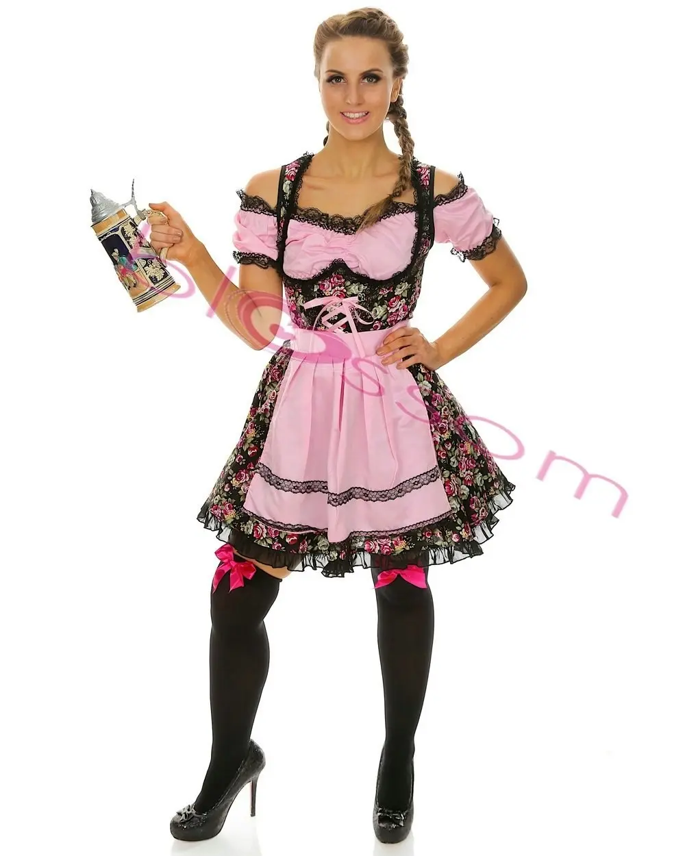 Black Pretty Floral Beer Oktoberfest Womens Costume