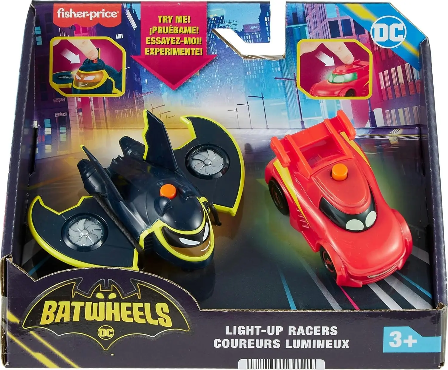 Fisher-Price DC Batwheels Light-Up 1:55 Scale Cars 2-Pack