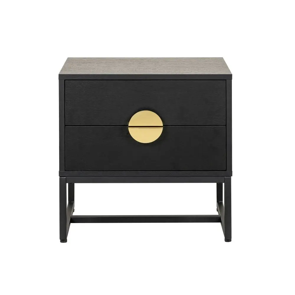 HomeStar Odin Bedside Nightstand Side Table W/ 2-Drawers BlackHandle