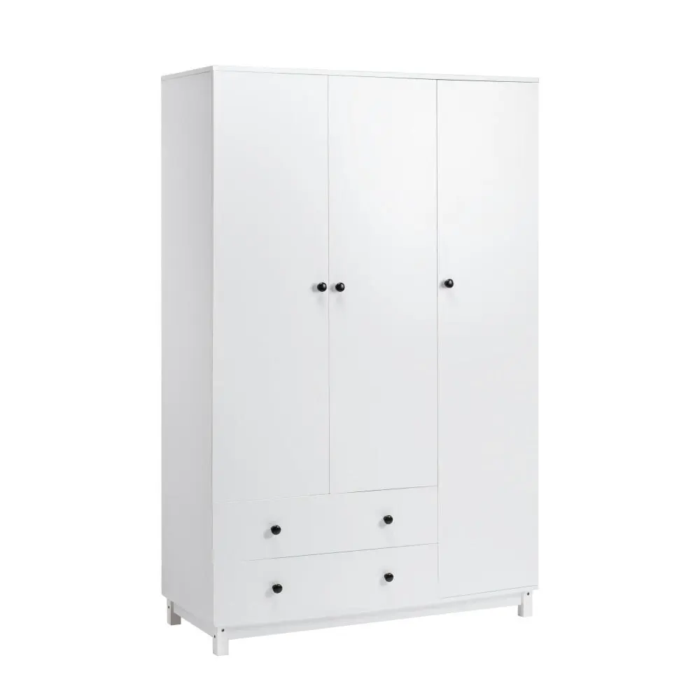 Design Square Vernon Wooden Wardrobe Clothes Rack Storage Cabinet W/ 3-Doors 2-Drawers White