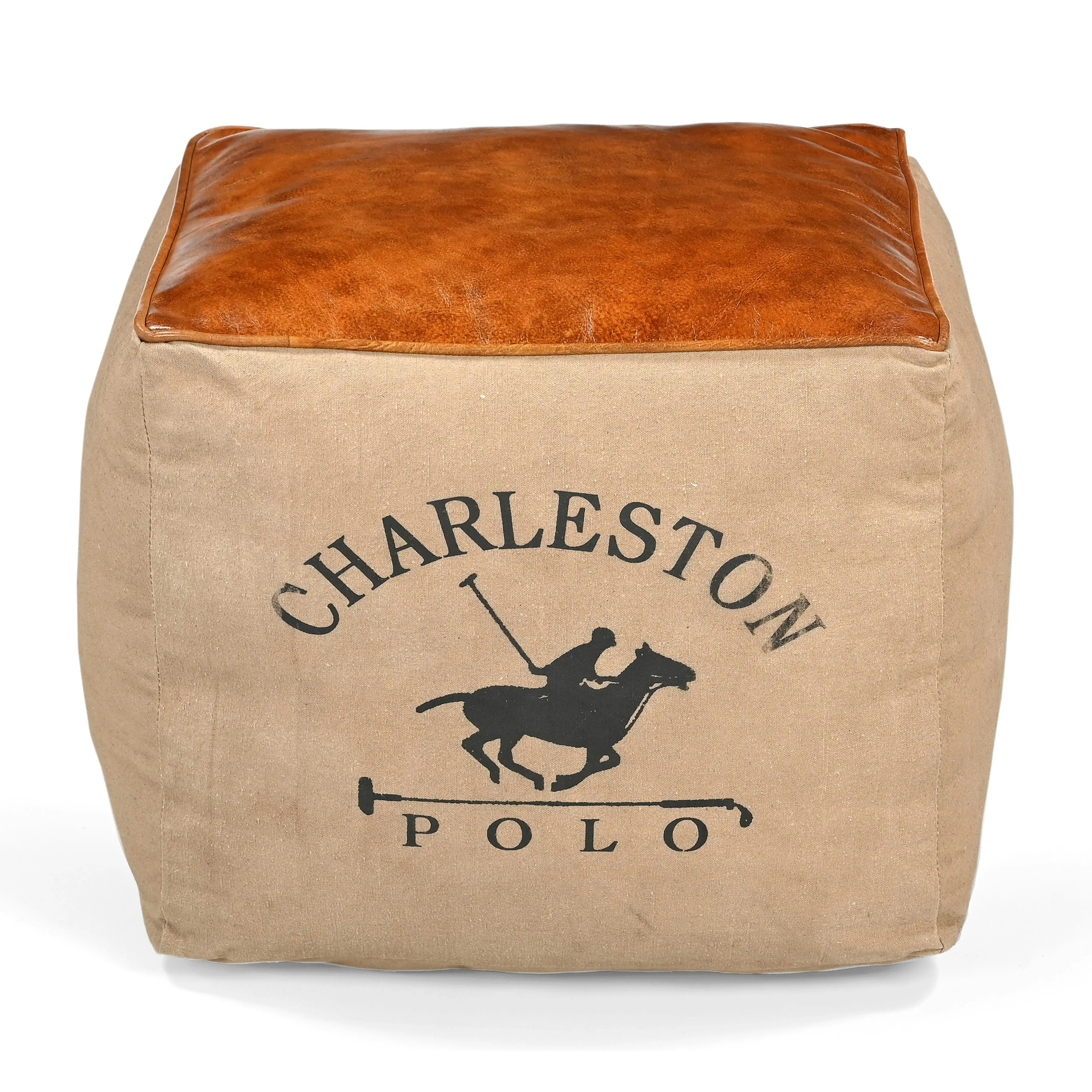 Charleston Vintage Rustic Polo Square Foot Stool Ottoman