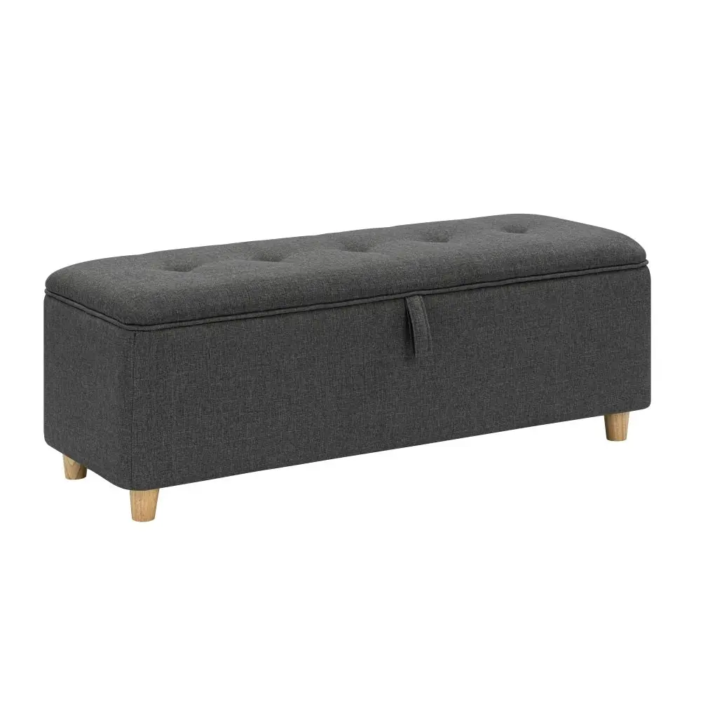 Design Square Nars Fabric Storage Ottoman Sofa Bench Foot Rest Sool Dark Grey