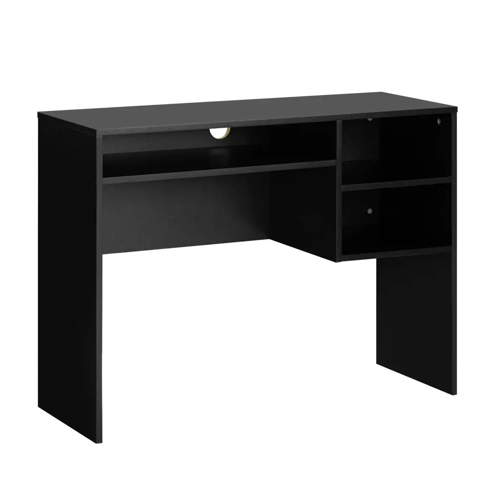 Design Square Walter Wooden Study Computer Working Task Office Desk Table W/ 3-Shelves Black