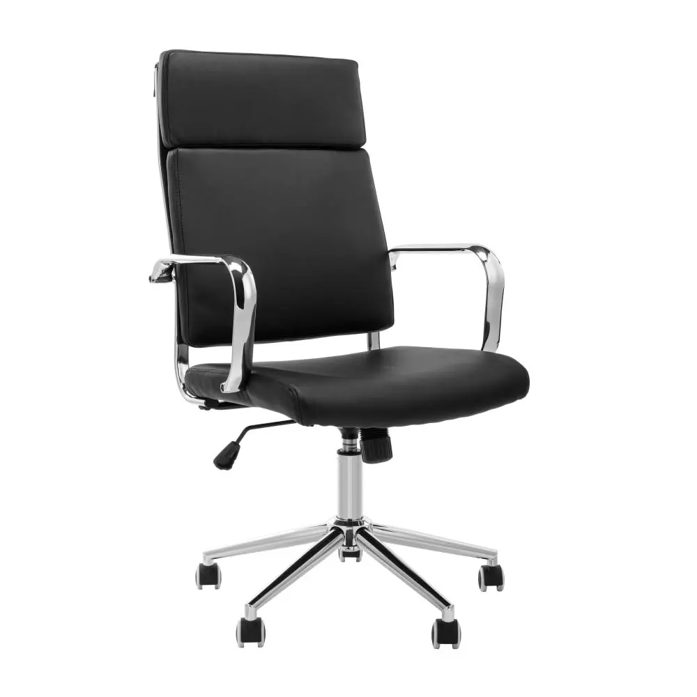 Design Square Ollie PU Leather High Back Office Computer Task Desk Chair Arm Rests Black