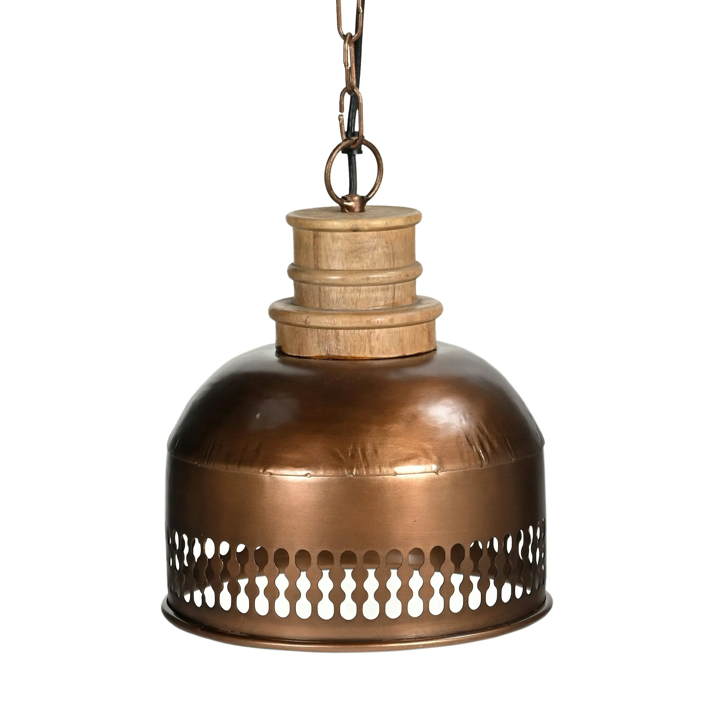 Billy Copper Cut-Out And Wood Rustic Lamp Shade