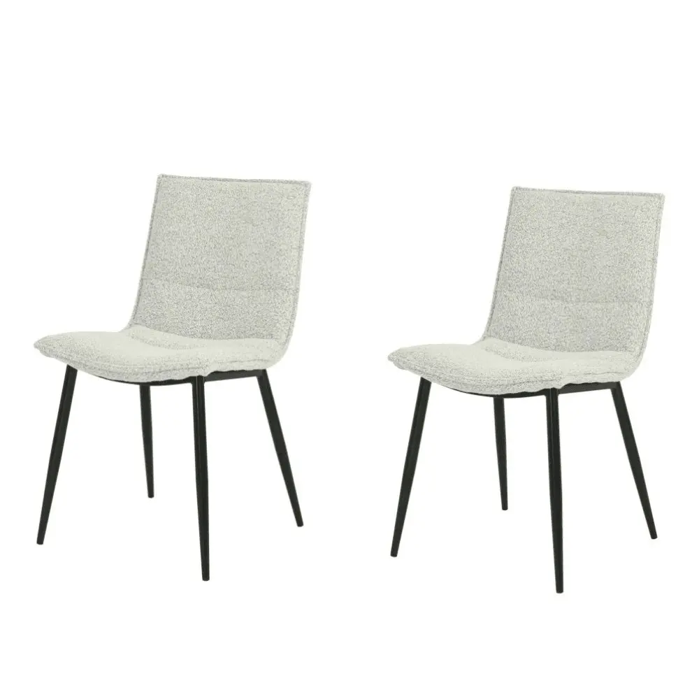 Raimon Furniture Set Of 2 Kairis Boucle Fabric Kitchen Dining Chair Metal Legs - Natural