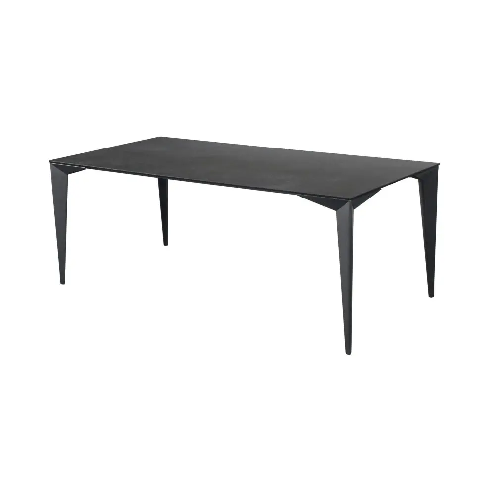 Raimon Furniture Alexandra Modern Rectangular Kitchen Dining Table Ceramic Metal Frame 200cm - Nero