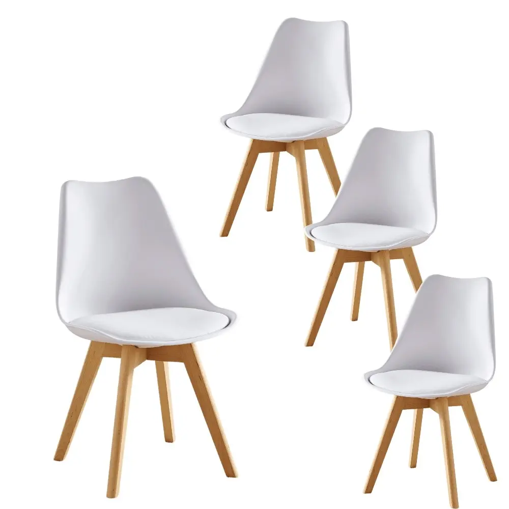 Design Square Set Of 4  Replica Dining Chair Faux Leather Padded - White