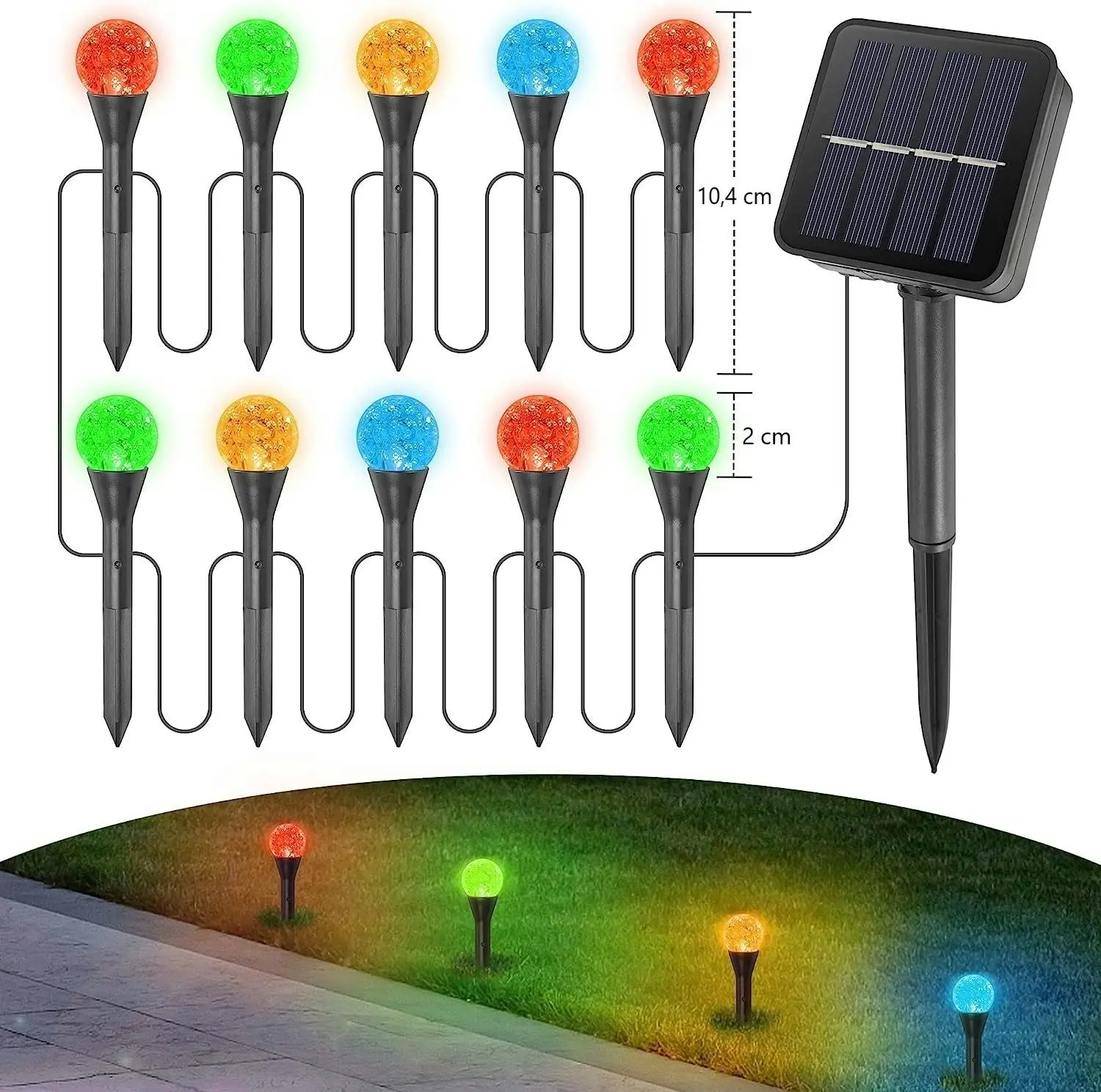 Upgrade Solar Christmas Garden Lights, 10 LEDs Outdoor Pathway Lights, Waterproof Landscape Stake Decoration