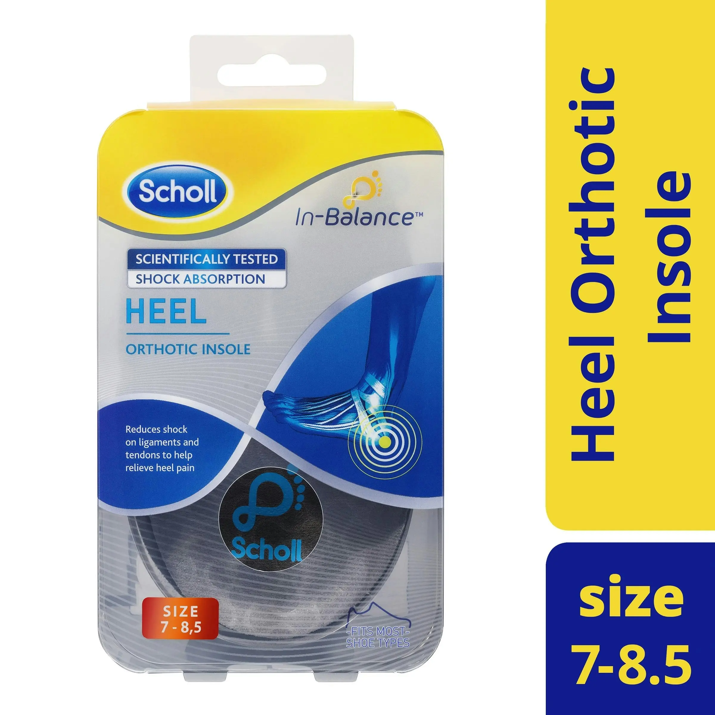 Scholl In-Balance Heel Orthotic Insole Medium Size 7 - 8.5 1 Pair