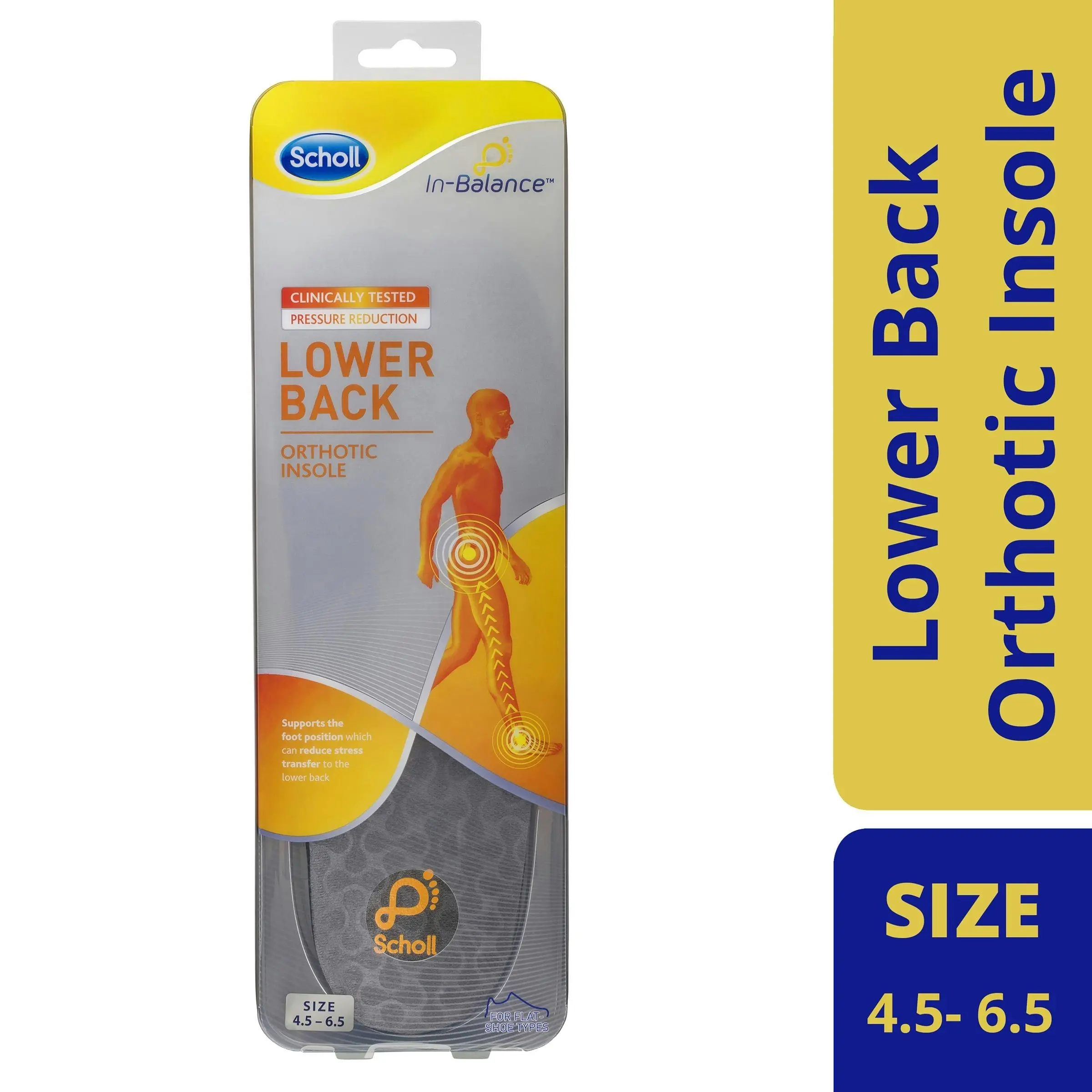 Scholl In-Balance Orthotic Lower Back Insole Small Size 4.5 - 6.5 1 Pair