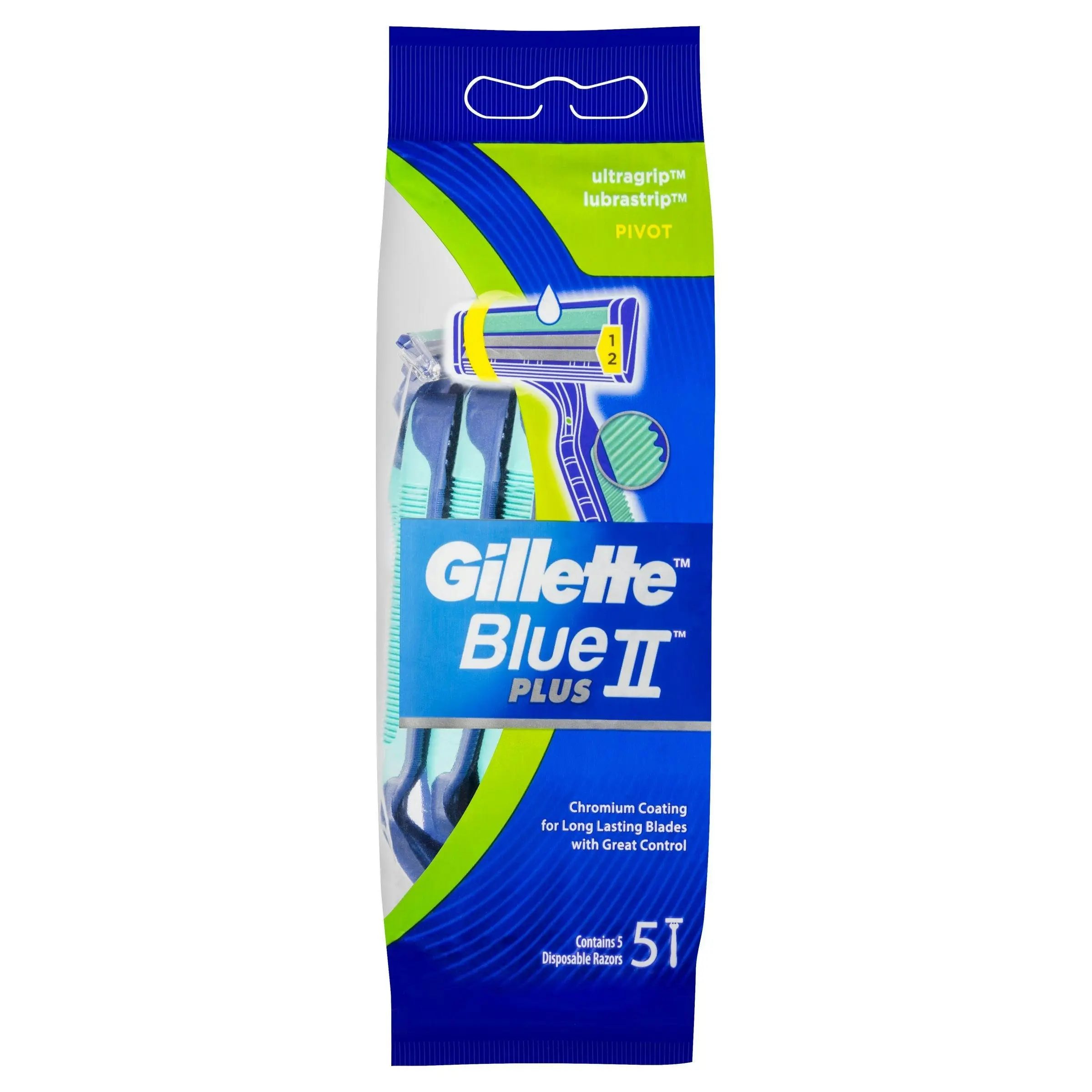 Gillette Blue II UltraGrip Pivot Disposable Shaving Razor 5 Pack