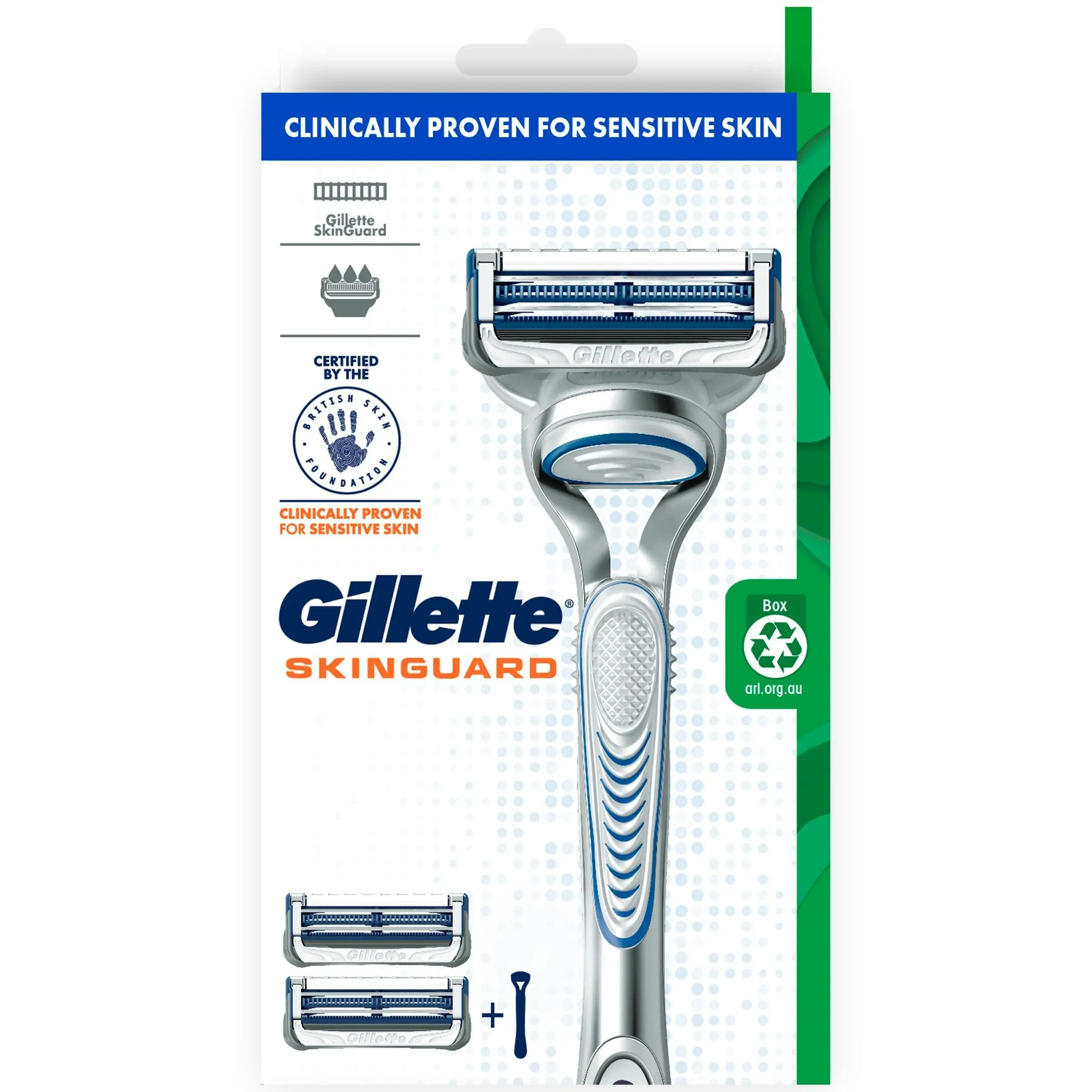 Gillette Skinguard Manual Razor + 2 Blade Refills