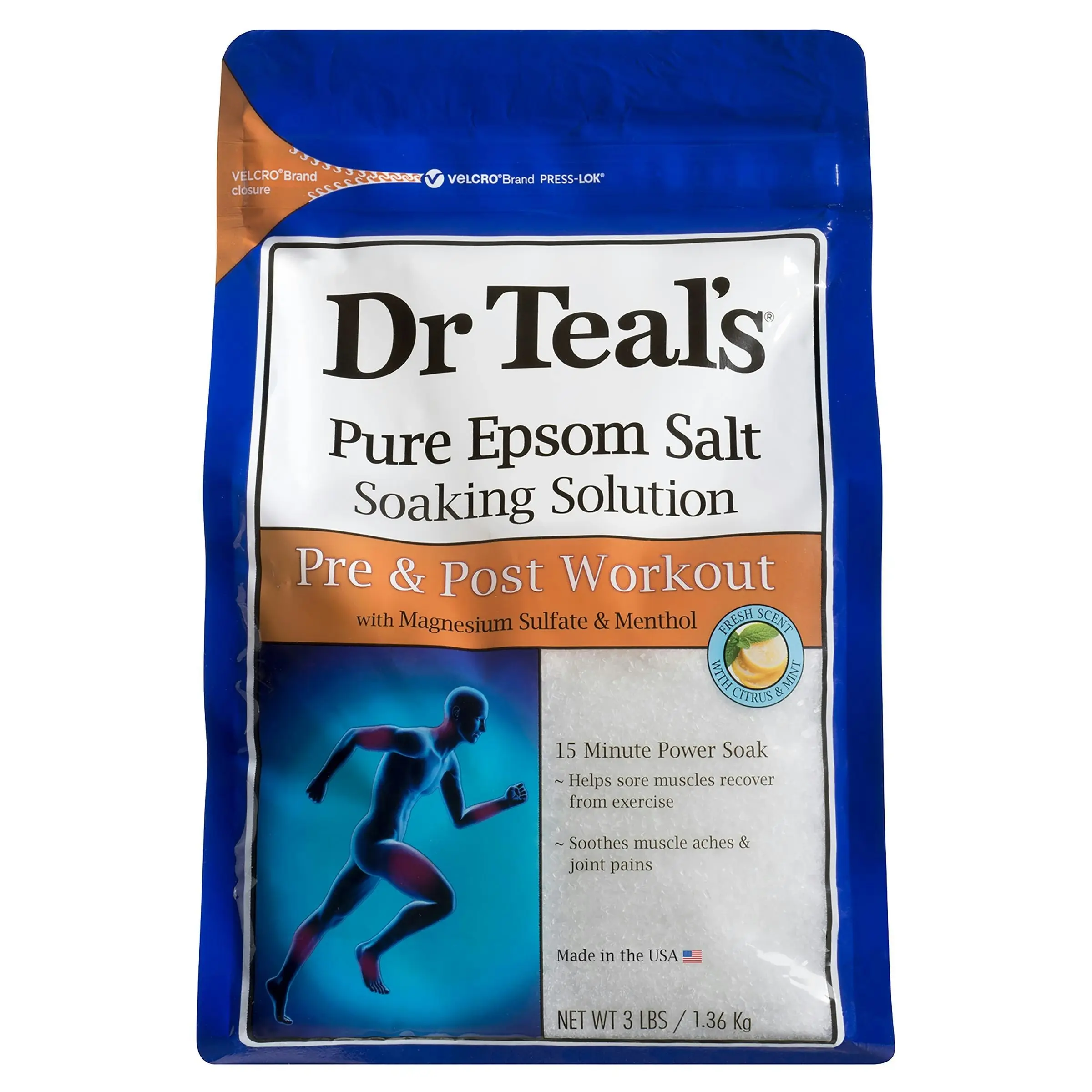 Dr Teal's Pure Epsom Salt Soaking Solution Pre & Post Workout 1.36kg