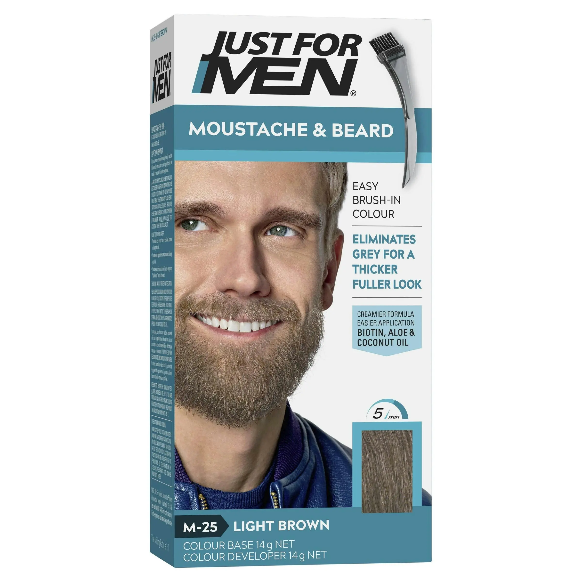 Just For Men Moustache & Beard Brush-In Colour Gel 40 Light Brown