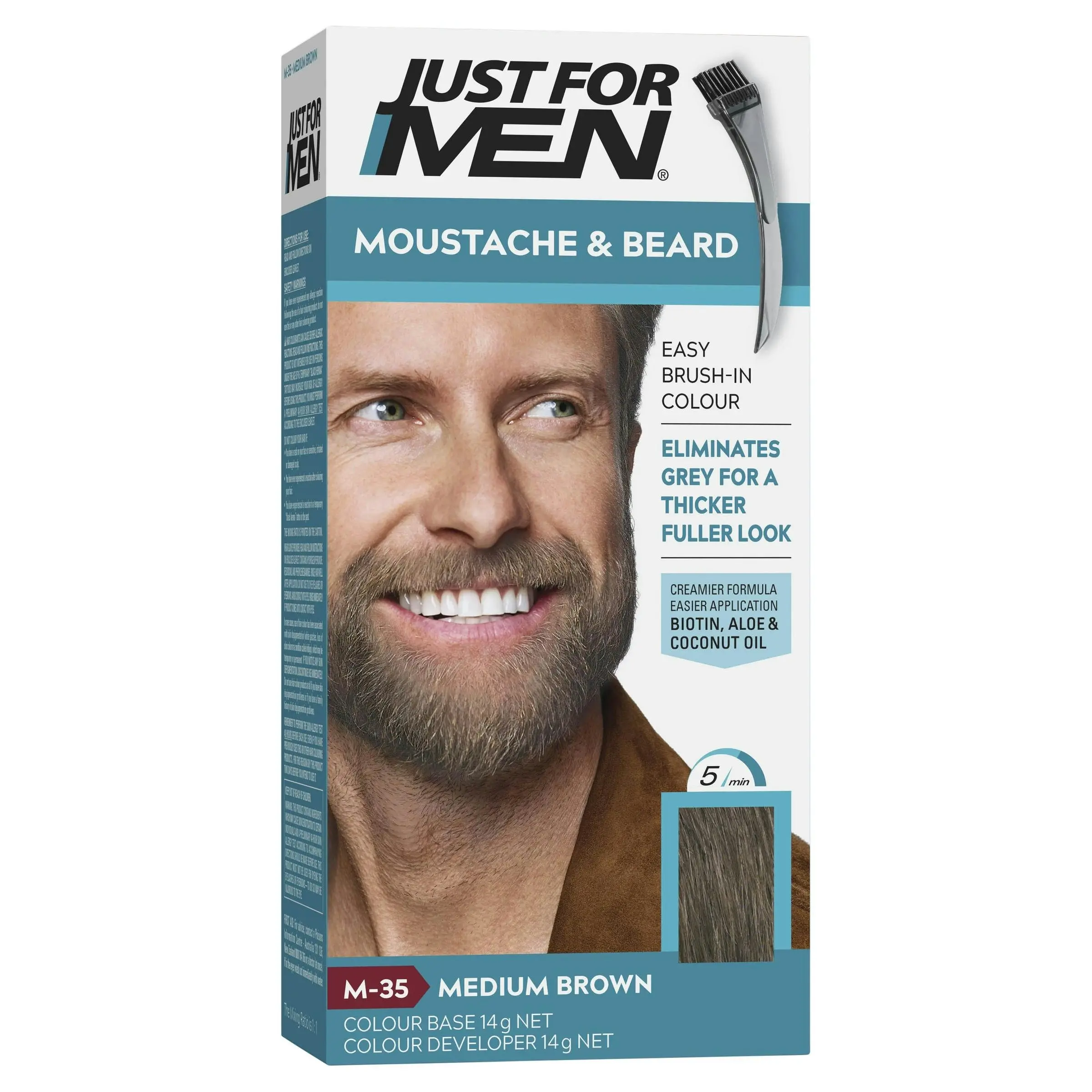 Just For Men Moustache & Beard Brush-In Colour Gel 46 Medium Brown