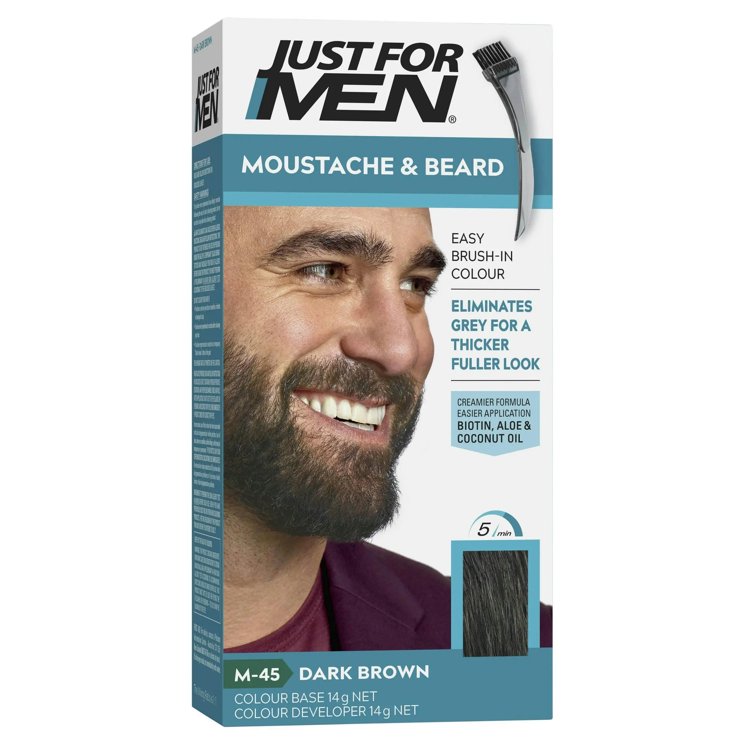 Just For Men Moustache & Beard Brush-In Colour Gel 44 Dark Brown