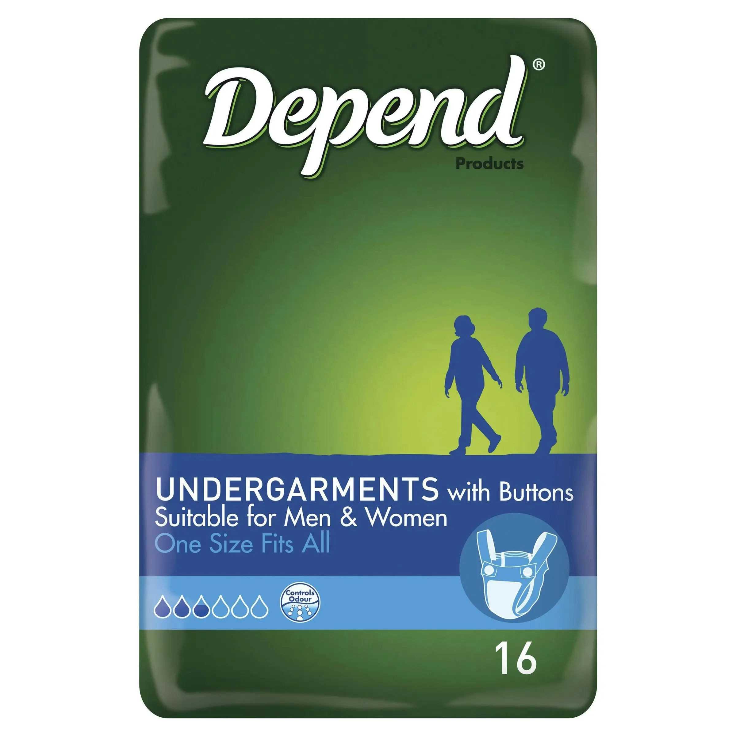 Depend Undergarments with Buttons 16 Pack