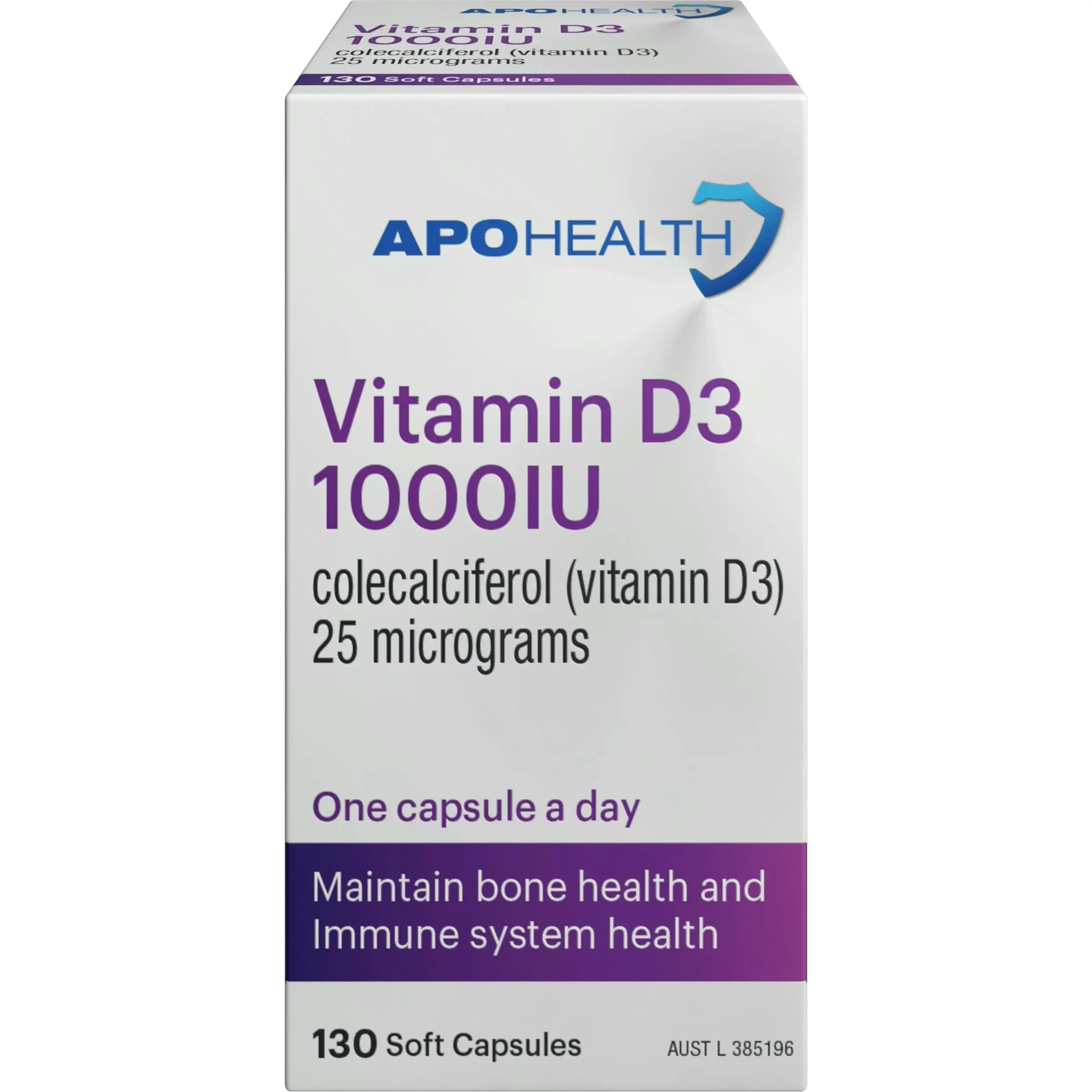 Apohealth Vitamin D3 1000IU 130 Capsules