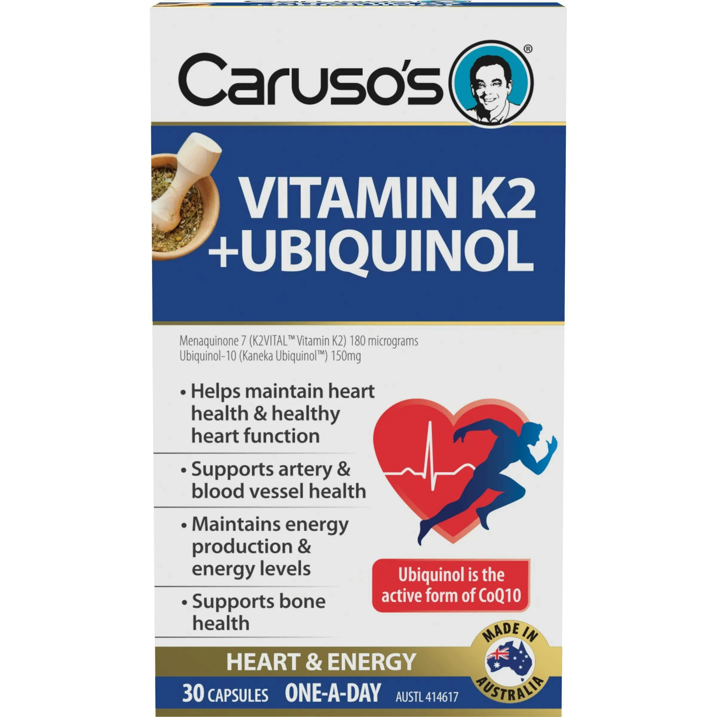 Caruso's Natural Health Vitamin K2 plus Ubiquinol 30 Capsules