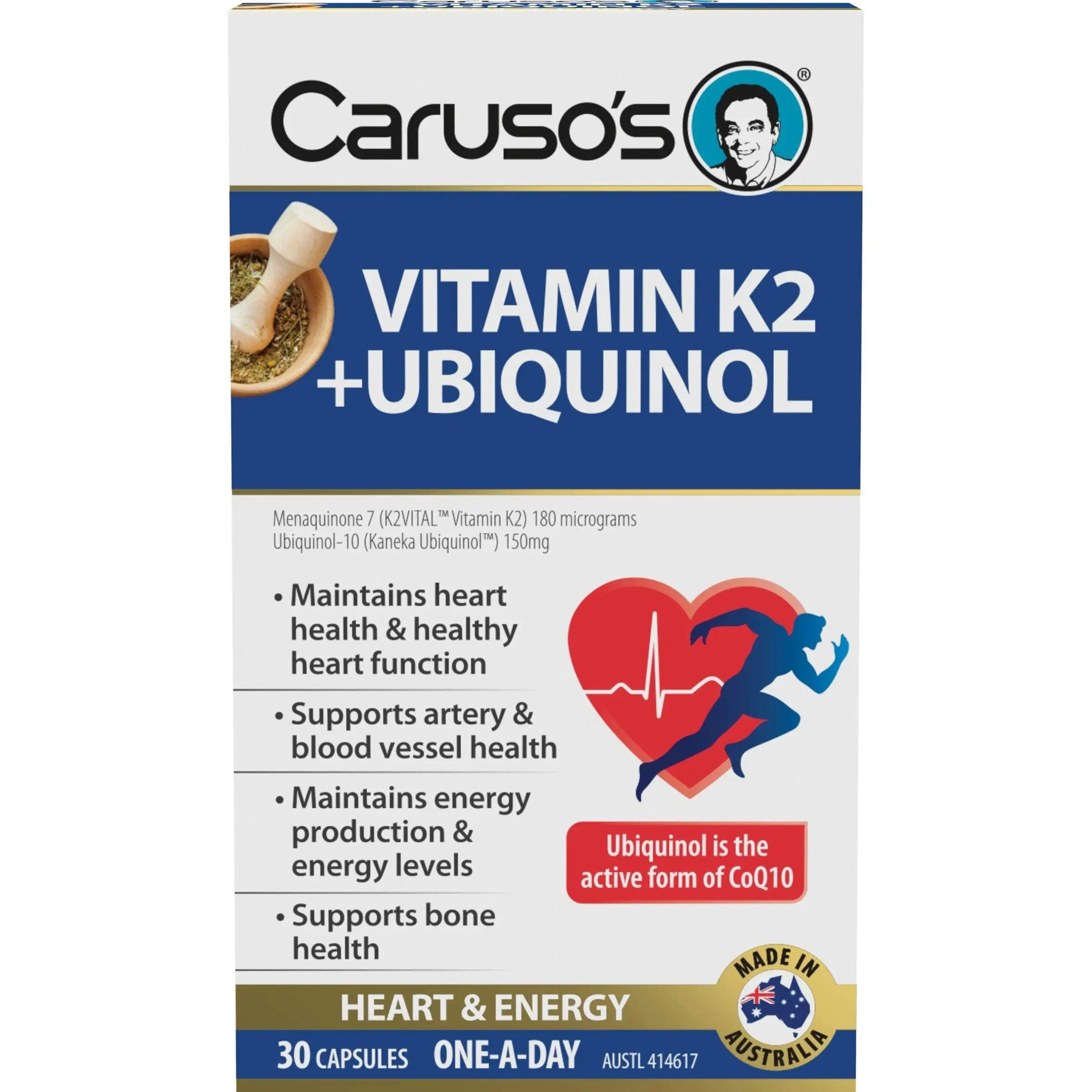 Caruso's Natural Health Vitamin K2 plus Ubiquinol 30 Capsules