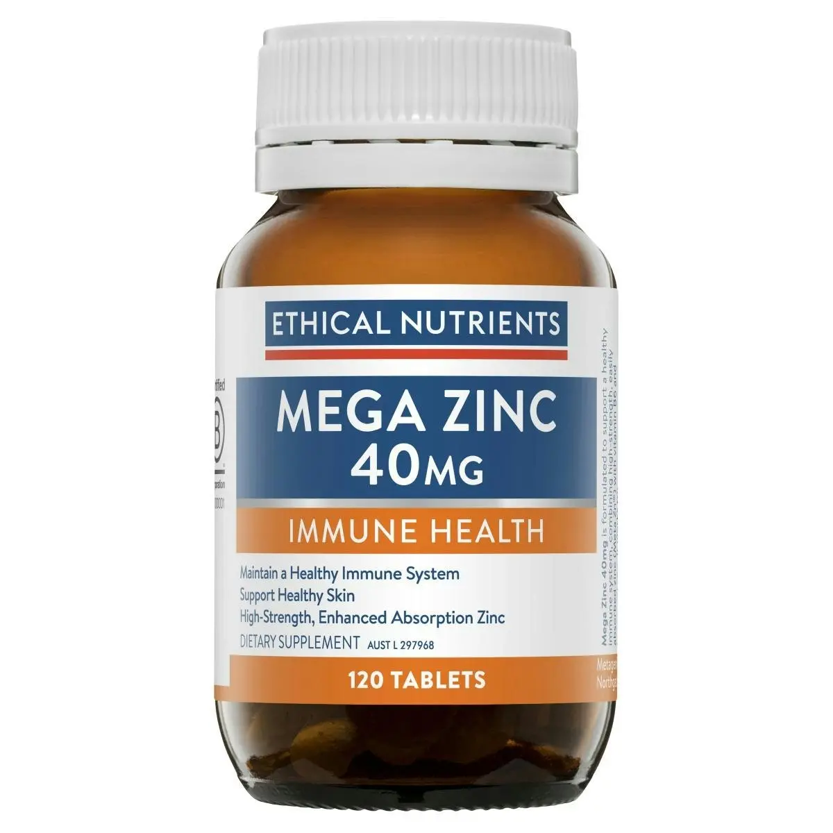 Ethical Nutrients Mega Zinc 40mg 120 Tablets