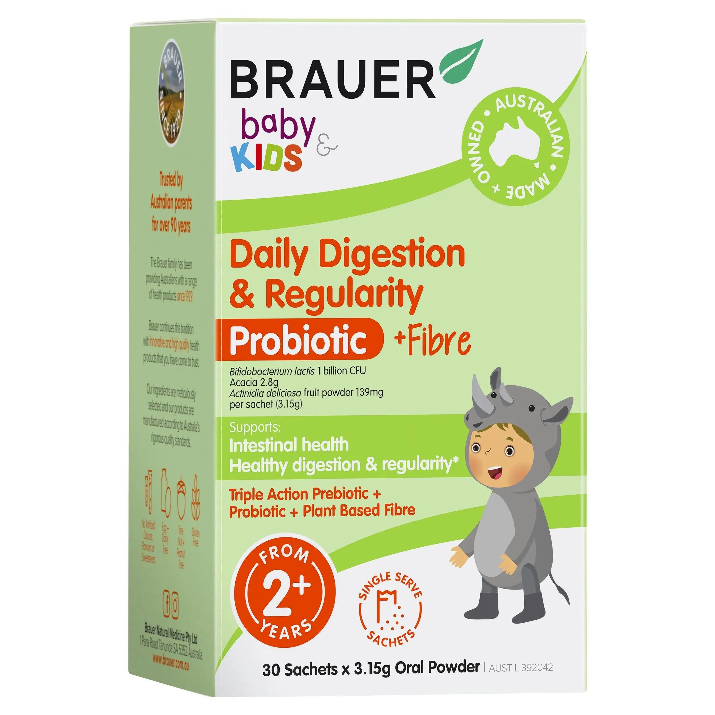 Brauer Baby & Kids Daily Digestion & Regularity Probiotic for Kids 30 Sachets