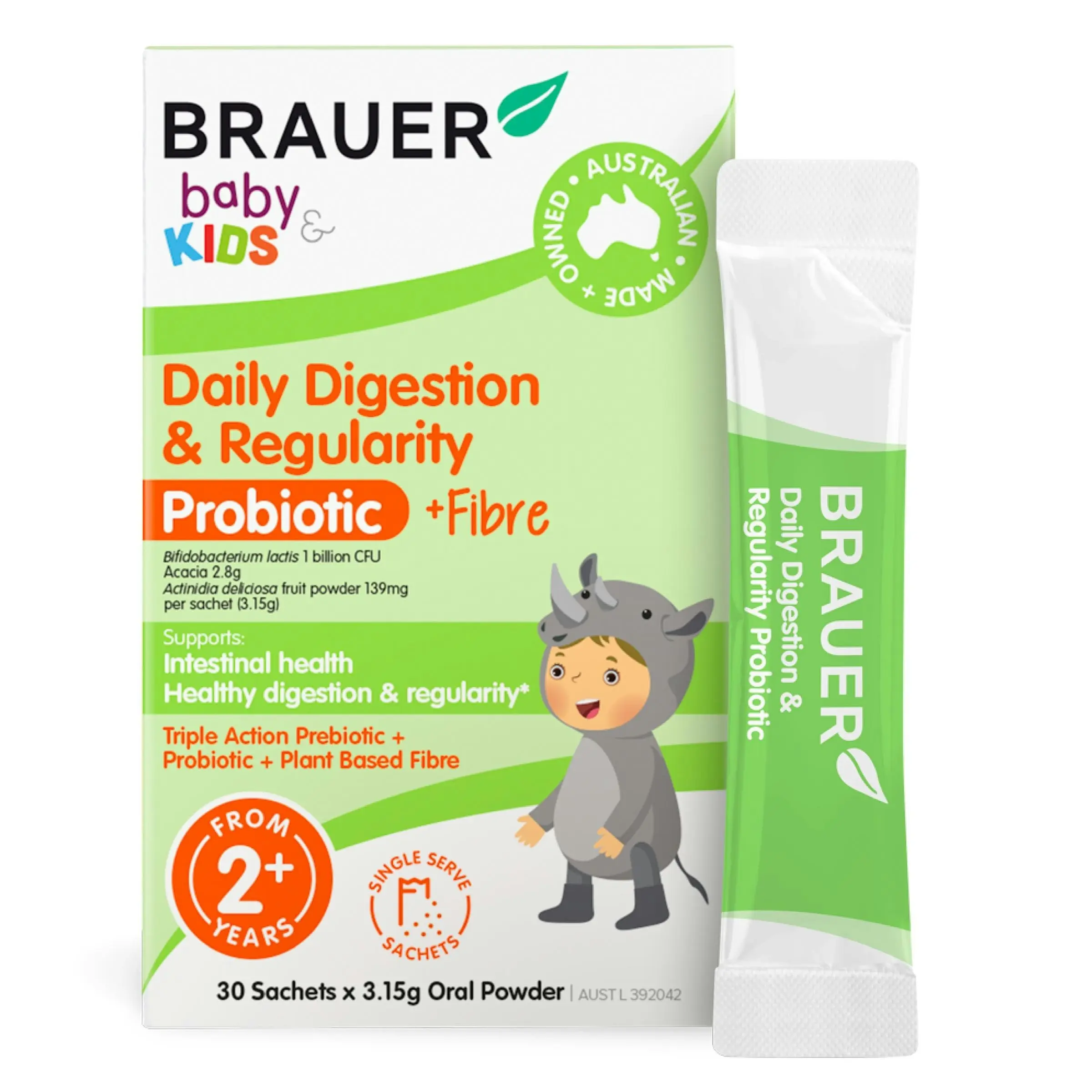 Brauer Baby & Kids Daily Digestion & Regularity Probiotic for Kids 30 Sachets