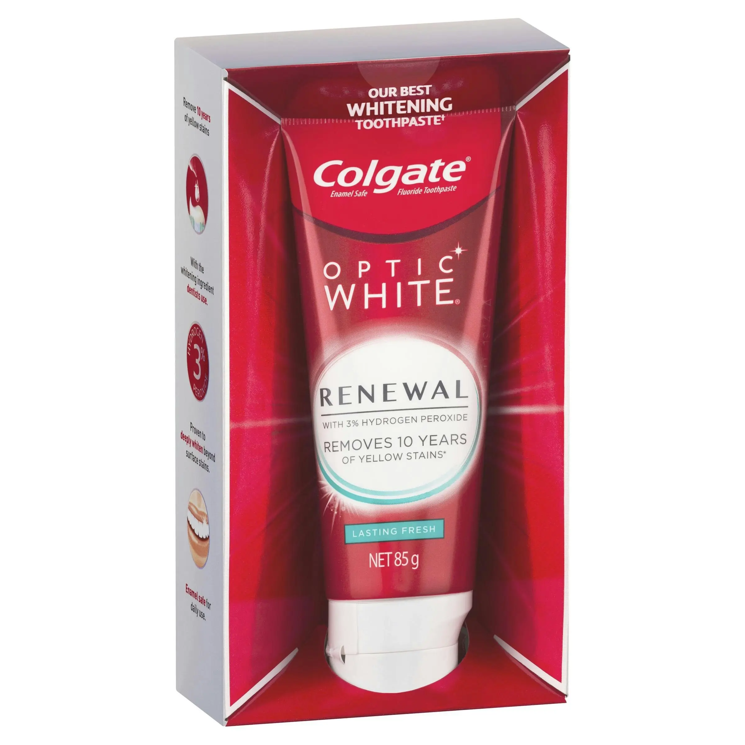 Colgate Optic White Renewal Teeth Whitening Toothpaste Lasting Fresh With Hydrogen Peroxide 85g