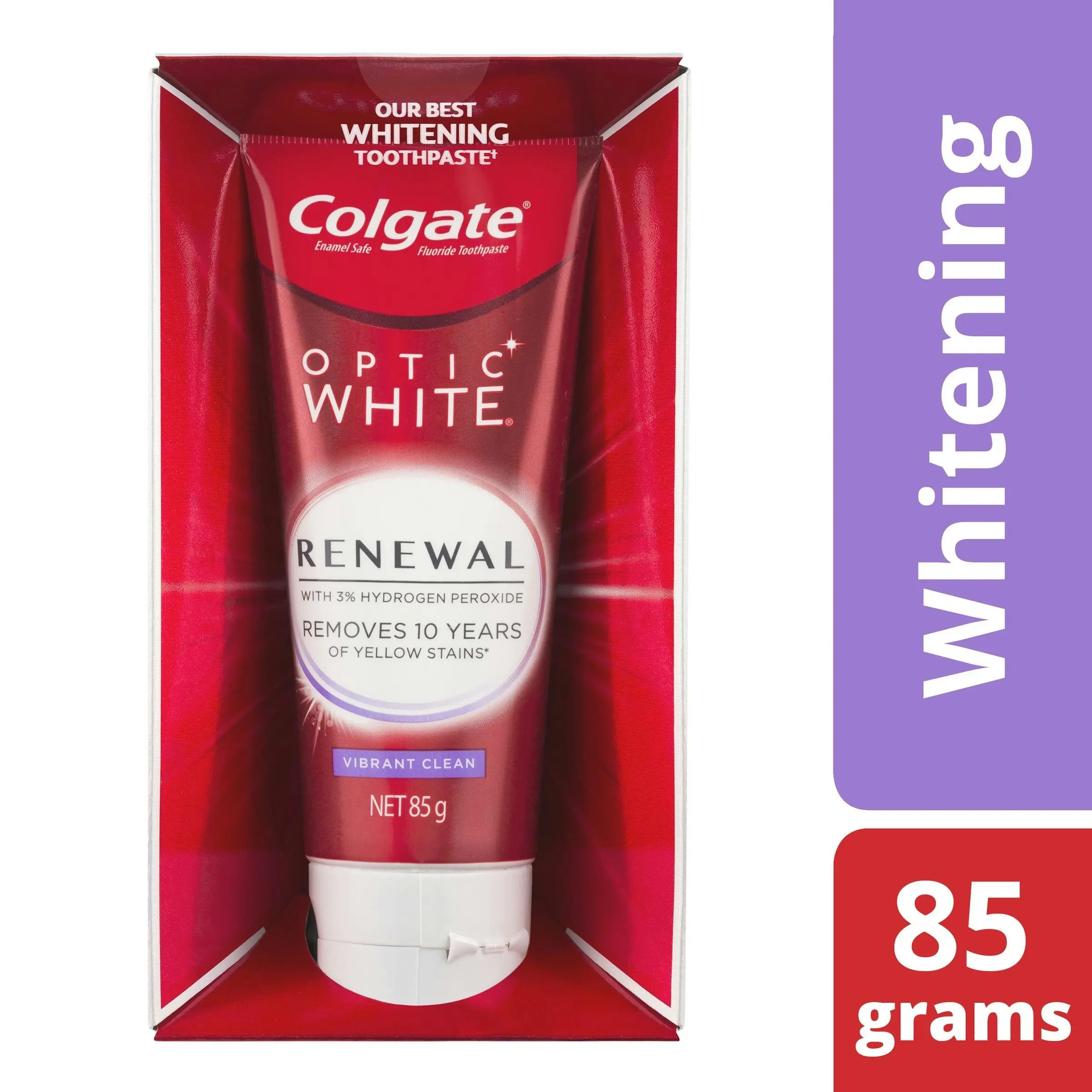 Colgate Optic White Renewal Teeth Whitening Toothpaste Vibrant Clean With Hydrogen Peroxide 85g